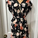 Bobbie & Brooks Bobbie Brooks Black Floral Short Sleeve Dress with Black Lace Panel on Back in M Photo 0