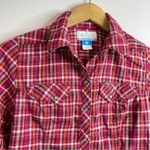 Columbia Snowy Nook Pink Cotton Flannel Plaid Western Snap Casual Shirt Top S Photo 2