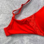 Victoria's Secret Body By Victoria Red Lace Trim Plunge Bra 36DDD Photo 8