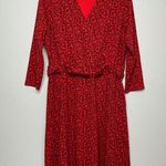 Lands' End Dress Womens Large Red Jersey Faux Wrap Graphic Print Career Office Photo 0