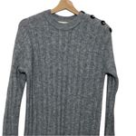 Sézane Sezane Manon Ribbed Sweater Dress Gray Women’s Small Long Sleeve Midi Button Photo 2