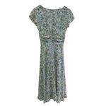 Vtg Y2K Dress Barn 4 Cottage Fairy Floral Ruched Midi Dress Sheer Flutter Sleeve Green Photo 6