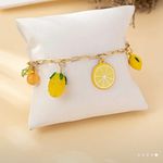 Boutique Lemon Charm Bracelet Adjustable Chain with Lemon, Orange & Cherry Charms Photo 4