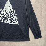 Cutematchy Navy Blue Merry Christmas Tree Print Y2K VTG Long Sleeve Top Medium Photo 3