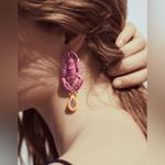 ZARA Pink Lobster Papaya Earrings New in Box Bohemian Boho Hippie Photo 1