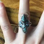 White Buffalo Royston Blue Horizon Turquoise Sterling Silver Ring Size 7 Photo 0