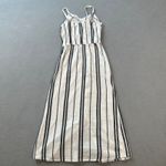 Hint of Blush Midi Dress Women M Striped Button Front Pockets Black White Sun Size M Photo 1