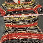 Beige by eci Women's Size 10 Printed Wavy Short Sleeve Dress Multicolor Orange Photo 6