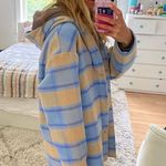 Button up blue and tan striped beachy shacket Size M Photo 1