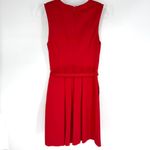 Trina Turk Belted Pleated Sleveless Ponte Dress Red Size 6 Photo 4