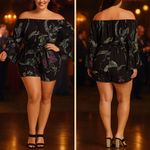 City Chic Floral Lily Pad Romper in Black Multicolor Photo 8