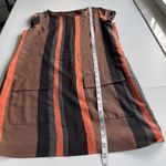 Broadway & Broome Silk Shift Dress Women’s Size S Short Sleeves Stripes Pockets Brown Photo 7