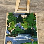 PGA Tour Golf Tote Bag Canvas Artist Signed Wood Handles Art Collectible New Vtg Photo 0