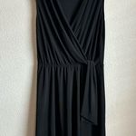 Tahari Drape Front Faux Wrap Sleeveless Black Dress Photo 0