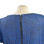 Alice + Olivia Liv Dress Shift Short Sleeve Drop-Waist Herringbone Blue Size 10 Photo 6