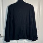 Chico's Chico’s 1 Black Novelty Trim Ponte Military Jacket Ruffle Trim Blazer Sz 8 Photo 7