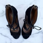 Aquazzura Muse black suede cutout ankle-tie sandal stiletto size IT 38.5 US 8.5 Photo 5