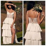 V CHAPMAN Dakota White Satin Lace Ruffle White Wedding Bridal Gown Size 00 NWT Photo 1