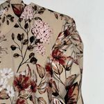 Ophelia Roe  blouse Beige Floral shirt Pink Red Accents cinched puff sleeve xl Photo 1