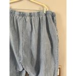 Woman Within  Blue Chambray Pull On Wide Leg Crop Pants Women’s Size 28W Tall Photo 4