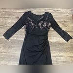 Betsy and Adam  Black Lace Long Sleeve Gown Photo 2