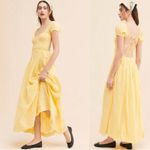 Free People  Feeling Bonita Midi Maxi Dress in Yellow Size Large Romantic Dainty Photo 1
