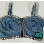 Blue Jean Stretch Denim Silver Studded Germs, Gwar, Generation X Punk Rock Band Patches Zip Photo 1