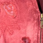 Vtg I.V.Y Burgundy Suede & Ribbed Knit Zip Vest Floral Embroidered Size M Red Size M Photo 1