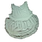 Umgee Boho Lightweight Flowy Mint Linen Sleeveless Split Side Tank Top Large Photo 1