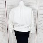 Anthropologie Maeve Beach Parachute Bomber Jacket White XL Scrunch Tie Zip Front Photo 5