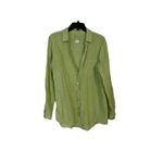 Sigrid Olsen  Blouse Women's Large Green 100% Linen Button Up Long Sleeve Top Photo 3