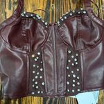 Akira NWT burgundy pleather Corset with Rhinestone Accents Photo 1