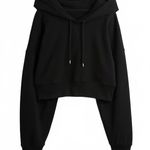 Gap French Terry Oversized Crop Hoodie True Black NWT Large Photo 1