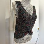 Jolie & Joy Twist Front Neon Speckle VNeck Sleeveless Knit Top Keyhole Black Size L Photo 4