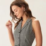 RIHOAS Black Plaid Sleeveless Button Midi Dress Gray Photo 1
