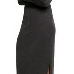 Mango Cotton Blend Long-Sleeved Slit Dress NWT Charcoal Photo 0