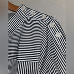 J.Crew  Funnel Neck Striped Shirt Size 6 Black White Shoulder Buttons Poplin Photo 6
