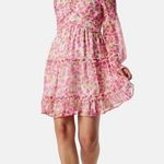 VERO MODA NWT Pink Floral Long Sleeve Smock Mini Dress VMSMILLA FRILL Size XXS Photo 0