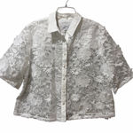 Chico's NEW Chico’s lace shirt solid alabaster White Size Large Button Up Travel Fairy Photo 0