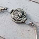 Stretch Bracelet Silver Tone with Cherub Charm Photo 4