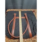 Talbots Quilted Black Tote Bag Brown Leather Handles Paisley Inside Lining Photo 11