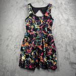 Jack by BB Dakota JACK Dress Black‎ Multi Floral Cutout Back Sleeveless Fit Flare Dark Boho Size 6 Photo 1