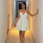 ZARA  dress mini Boho floral ruffle Poplin flowy cotton white summer vacation Photo 7