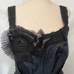 BCBGMAXAZRIA Runway Party Dress Sz 4 Goth Glam Metallic Coquette Balloon Rosette Photo 11