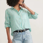Marine layer Teal and White Striped Top Photo 0