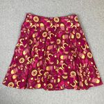 Larry Levine  Linen Blend A-line Skirt Pink Yellow Geometric Pattern Size 10 Photo 0