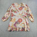 Blue Island Beach Wrap Dress M Cream‎ Red Floral Ruffle Hem Tie Waist New Size M Photo 1