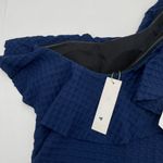 Shoshanna Swimsuit Size 4 One Piece Navy One Shoulder Ruffle Textured NWT Swim Photo 10