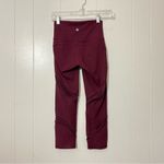 Lululemon Wunder Under High Rise Crop Leggings Garnet Red Mesh Cutout Size 2 Photo 4