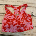 Sage  Collective Women's Medium Floral Print Racerback Sports Bra In Lava Photo 0